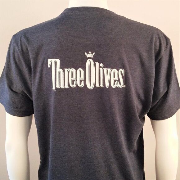 Three Olives Vodka Tee Shirt Heathered Blue - Picture 1 of 8